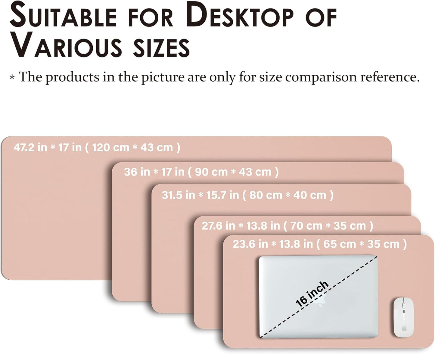 Large Desk Mat - 47.2"x 17" Non-Slip PU Desk Pad for Office and Home - Ideal for Large Mouse Pad and Desk Mats on Top of Desks(Pink)