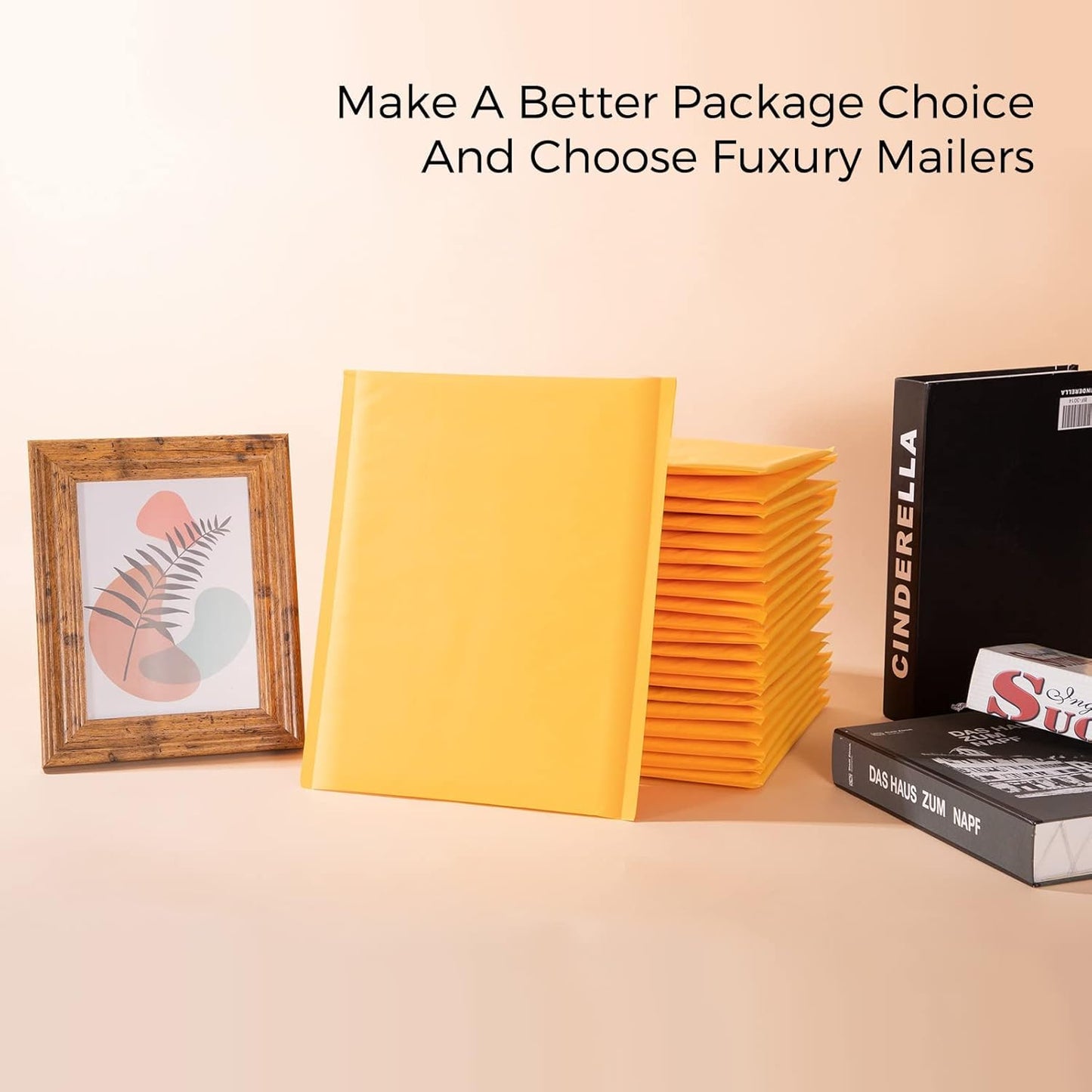 Fuxury Kraft Bubble Mailers 8.5x12 Inch 500 Pack Strong Adhesion Padded Envelopes #2 Self Seal Bubble Envelopes Padded Mailers Book Mailer Packaging for Small Business,Yellow
