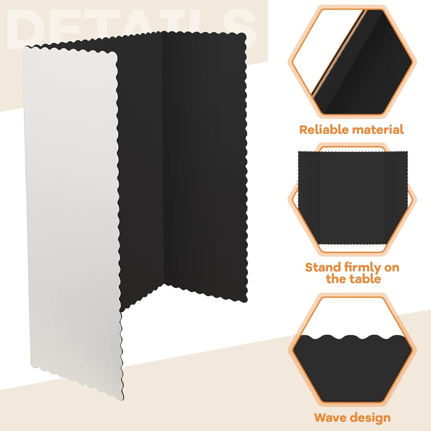 Ctosree 24 Pcs Tri Fold Board Bulk, Science Fair Project Board,Lightweight Presentation Trifold Display Poster Board, Single Wall(14 x 22 Inch,Black)