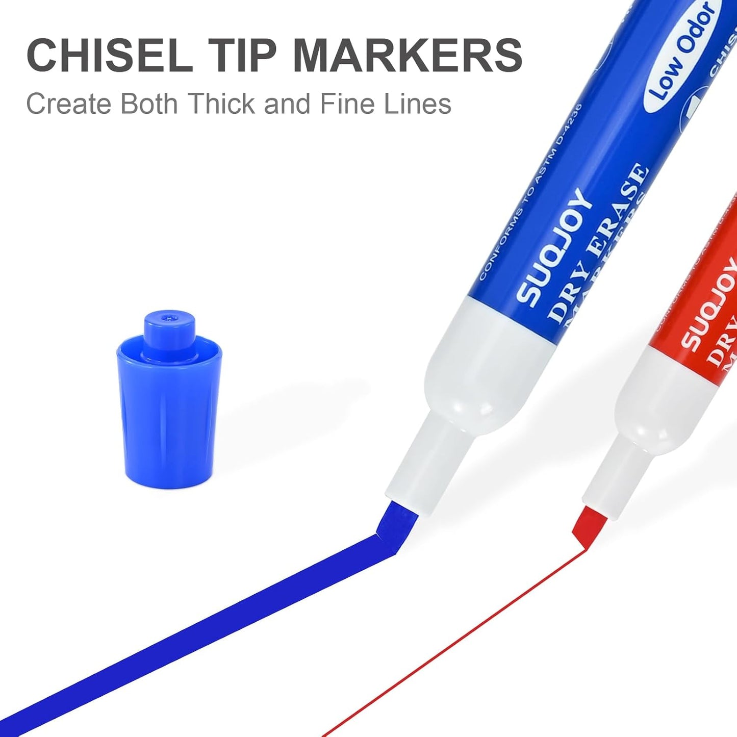 Dry Erase Markers, Chisel Tip Whiteboard Markers, Low Odor Thick Dry Marker, 12 Pack 12 Assorted Color Markers for Classroom, Office & Home Use
