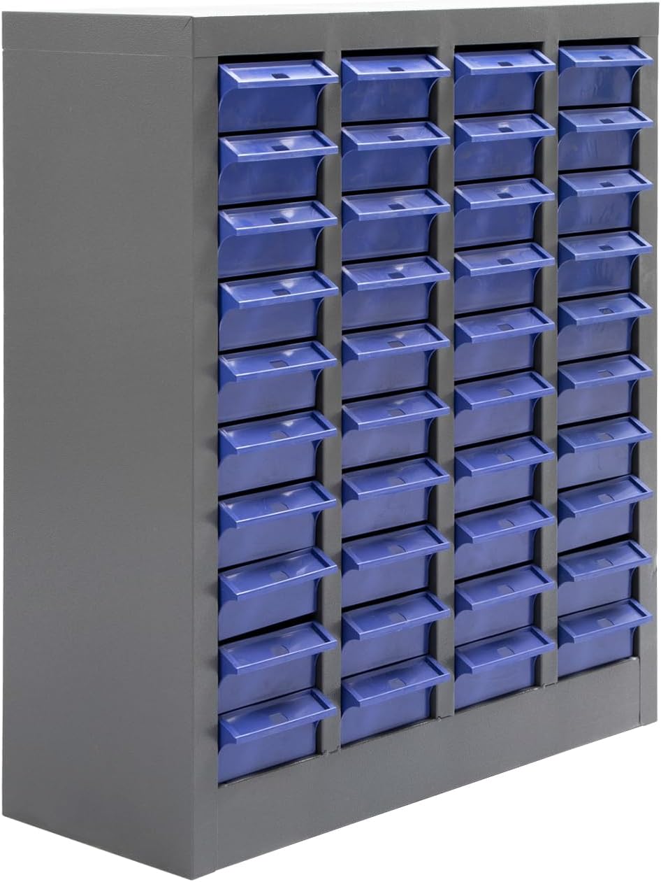 40-Drawer Parts Storage Cabinet – Multi-Purpose Organizer for Screws, Bolts, Nails, Craft Supplies, Legos, Makeup & Tools – Compact Plastic Drawer Unit for Garage, Workshop, Classroom & Home