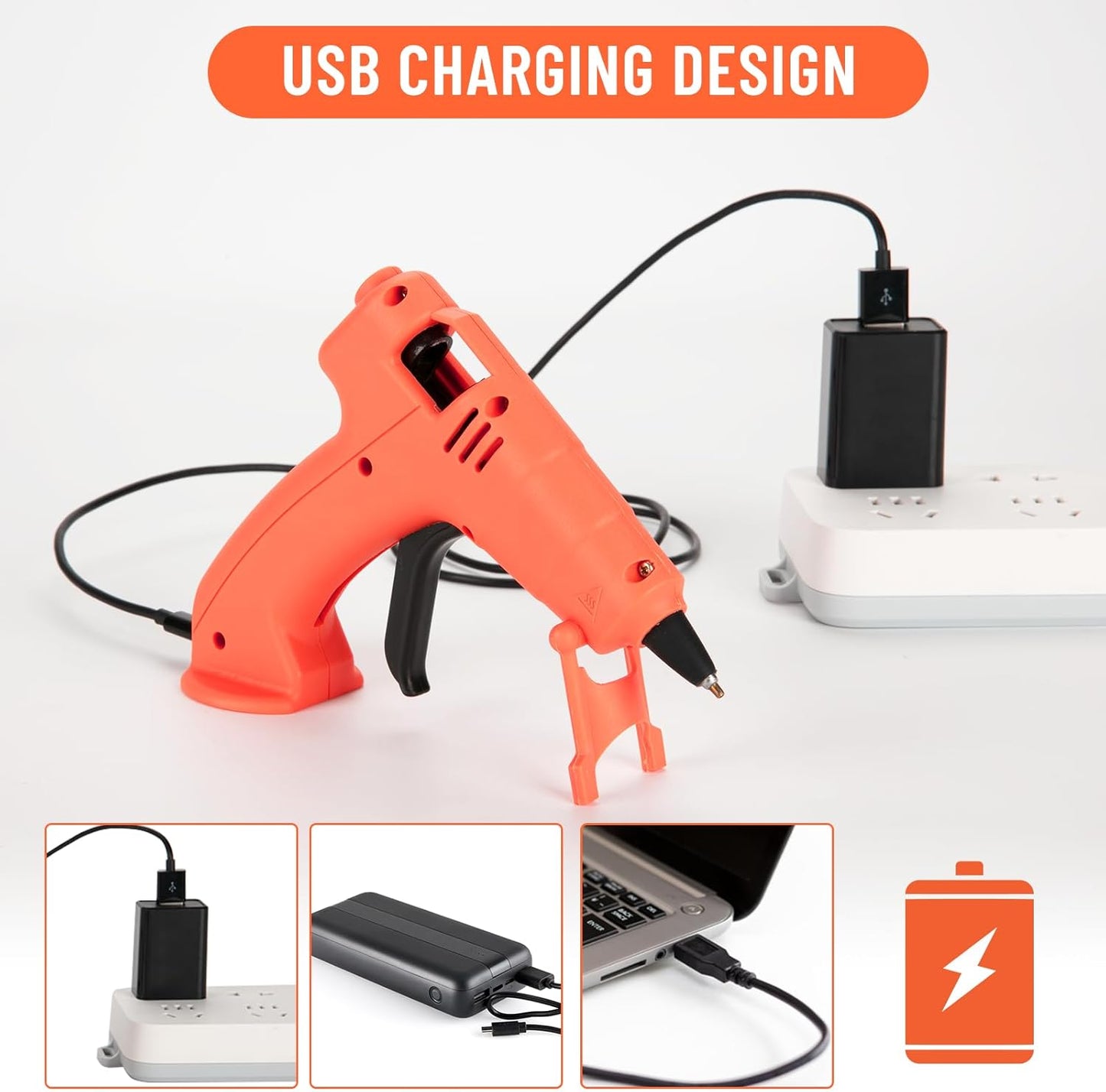 WELLUCK Cordless Hot Glue Gun, USB Rechargeable Wireless Mini Hot Melt Glue Gun with 20 Glue Sticks and USB Cable, Battery Operated Glue Gun DIY Tool for Art, Crafts, Decorations, Fast Repairs