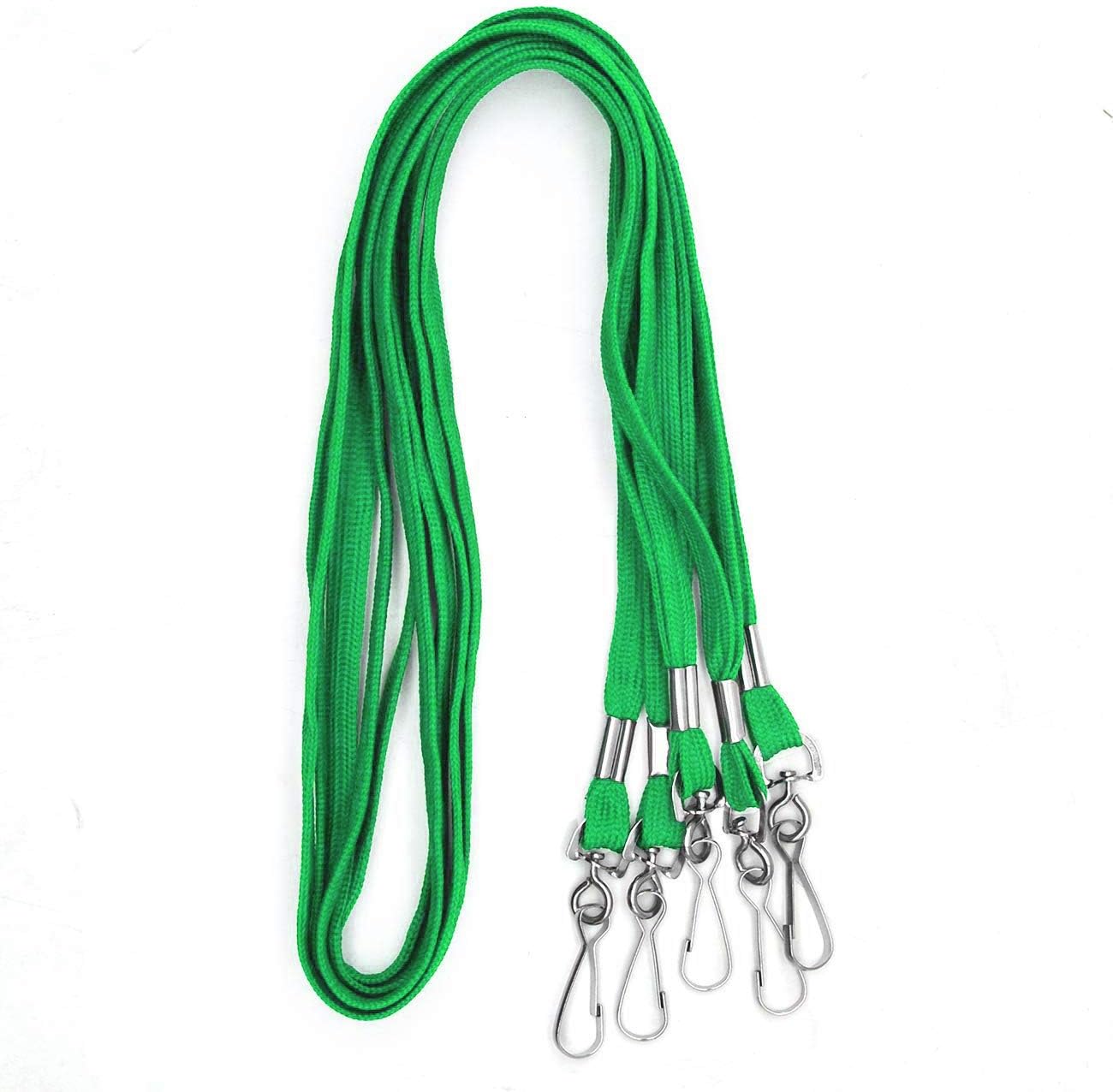 Beebel Lanyards 100 Pack Green Lanyards with Swivel Hook Clips for ID Name Badge Holder