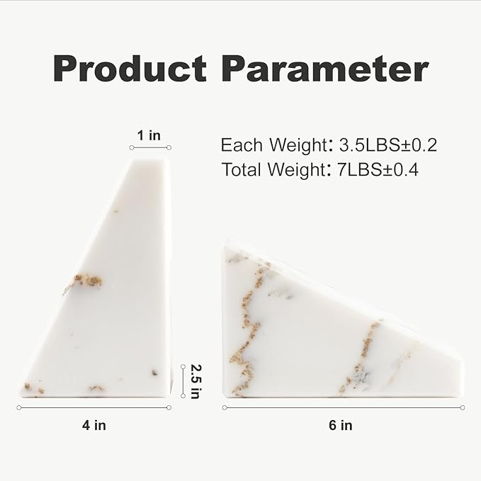 Marble Book Ends White, Heavy Duty Book Ends - Image 5