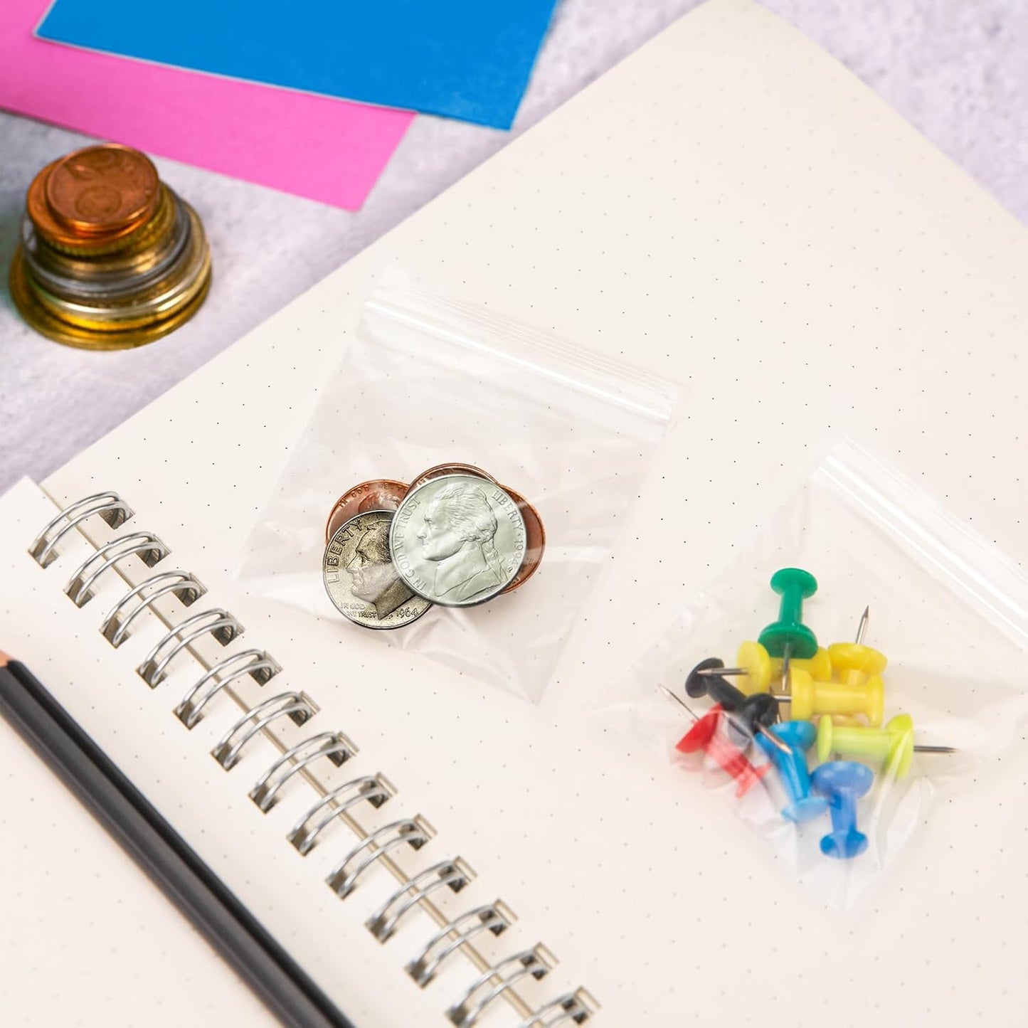 600pcs 2" x 2" Clear Zip Bags, 2 Mil Thick, Small Zip Poly Bags, Reclosable Zip Seal Plastic Bags for Necklace, Ring, Coin, Beads, Jewelry, Pill