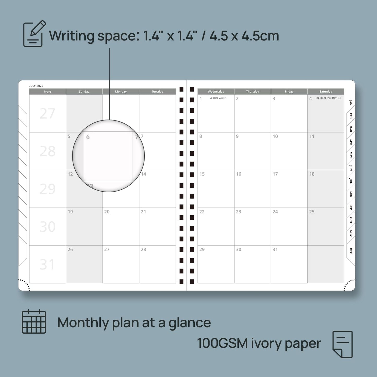 POPRUN 2026 Planner (Large Size 10'' x 8'' Wire-Bound Hard Cover) Daily Weekly and Monthly Calendar - Agenda 2026 (Jan.2026-Dec.2026) with Hourly Schedule, Monthly Tabs - Light Yellow