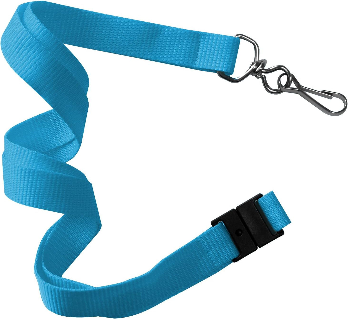 66 Pcs Breakaway Lanyards with Swivel J Hook Premium Bulk Flat Safety Lanyards for ID Badges, Schools, Students, Coaches, Festivals, Volunteers and Team Activities (Light Blue)