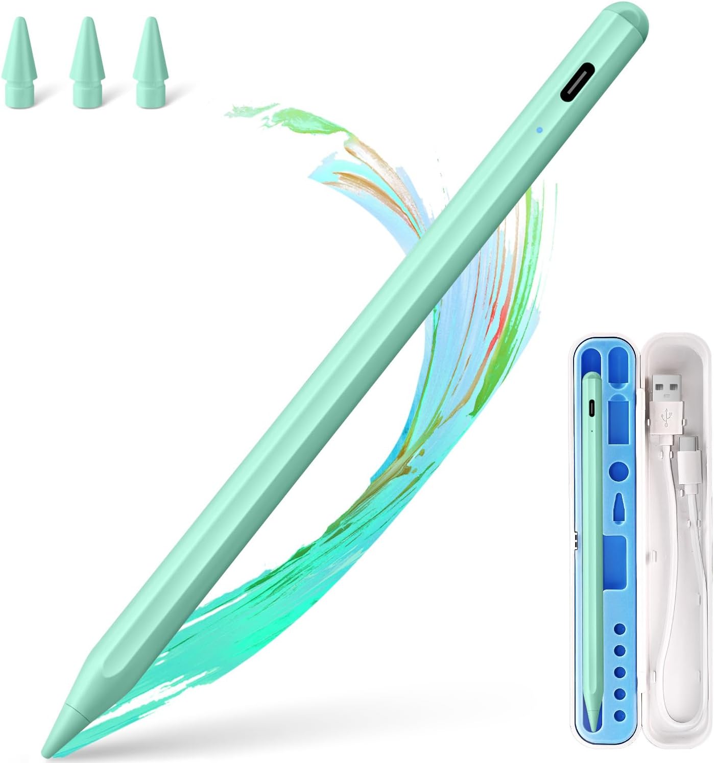 Stylus Pen for iPad Apple: Fast Charge for iPad Pencil Apple Pen with Palm Rejection Tilt Sensitivity - Pen for i-Pad 10/9/8/7/6, i-Pad Pro 12.9"/11"/13" M4, iPad mini 6/5, iPad Air 5/4/3/M2 Green