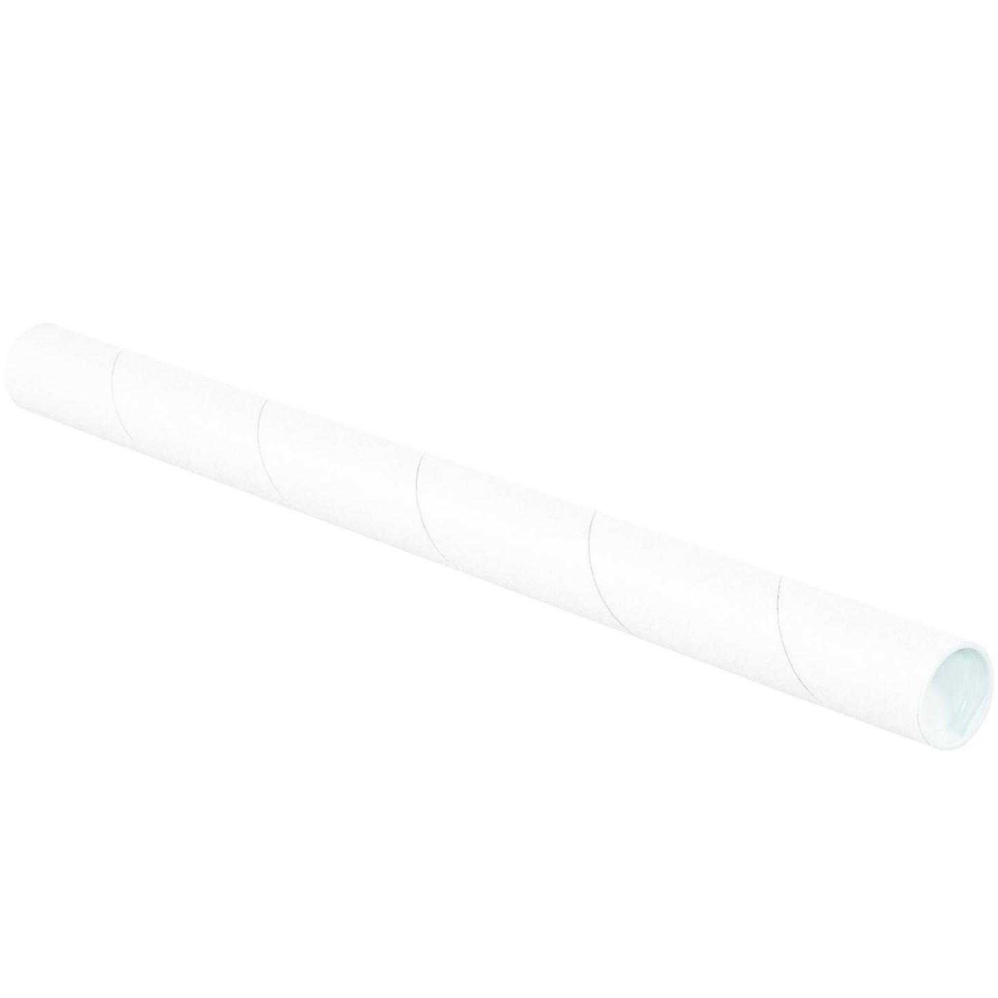 BOX USA BP1536W Mailing Tubes with Caps, 1-1/2" x 36", White (Pack of 50)