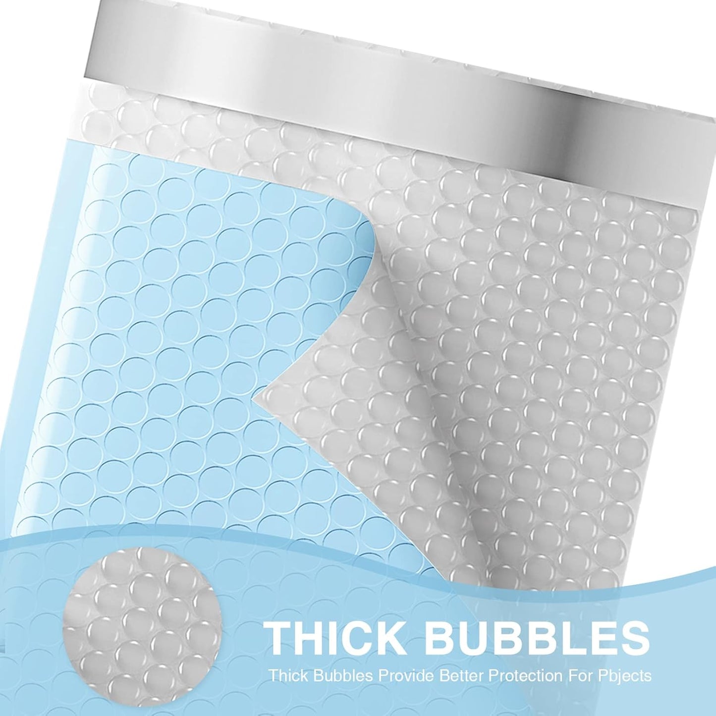 Metronic Bubble Mailers 6x10" 100 Pack Usable Size 6x9" Self Seal Bubble Mailer Thick Padded Envelopes Shipping Envelopes Cushion Mailers for Mailing Jewelry Makeup Supplies Light Blue