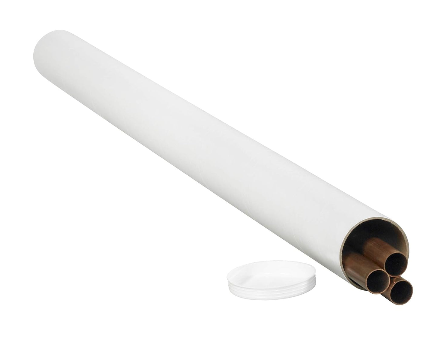BOX USA BP2536W Mailing Tubes with Caps, 2-1/2" x 36", White (Pack of 34)