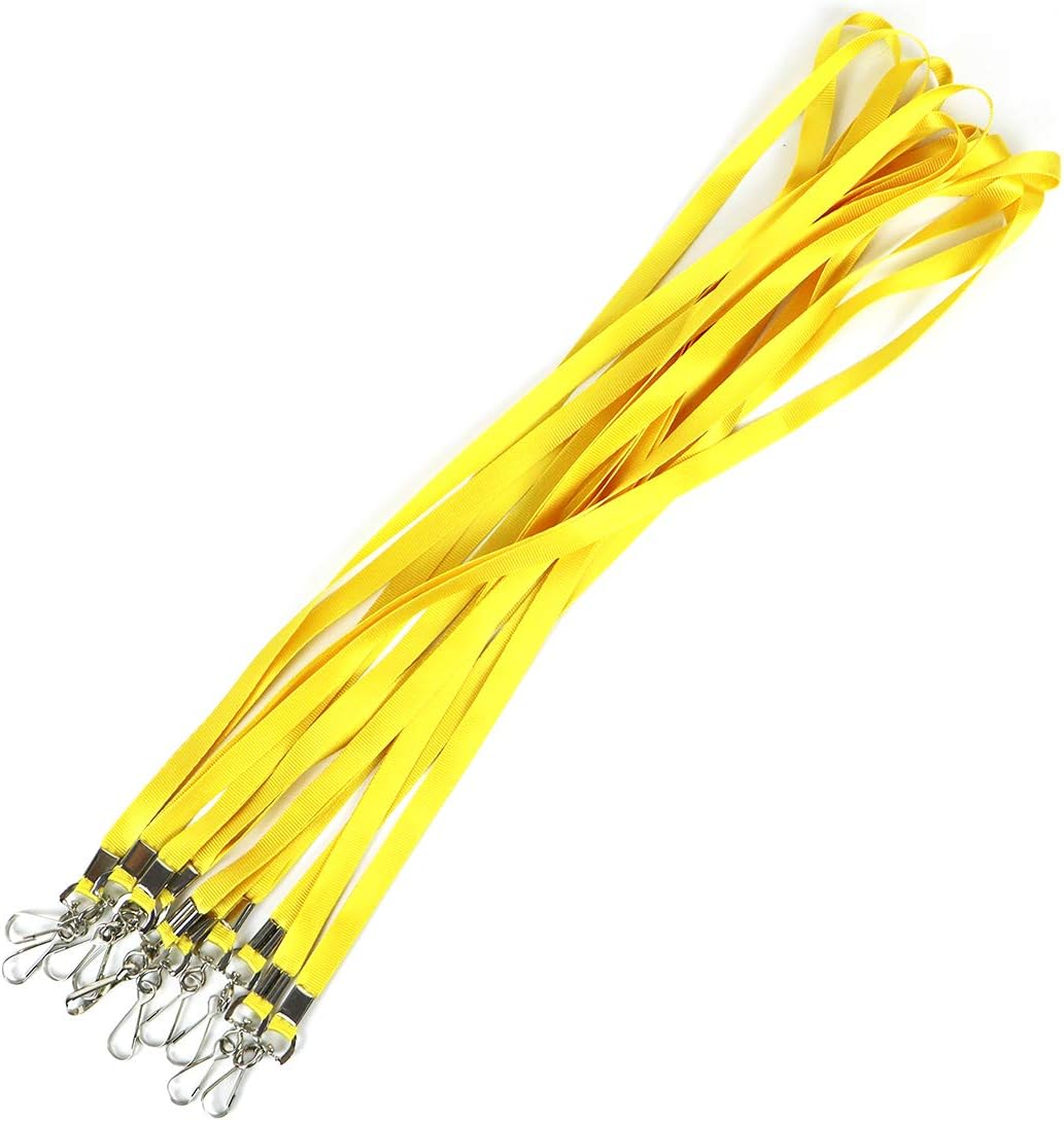 Bird Fiy Yellow Bulk Lanyards for Id Badges Nylon Neck Flat Lanyard for ID Name Badge Holder/Name Tag (Yellow, 50Pcs)