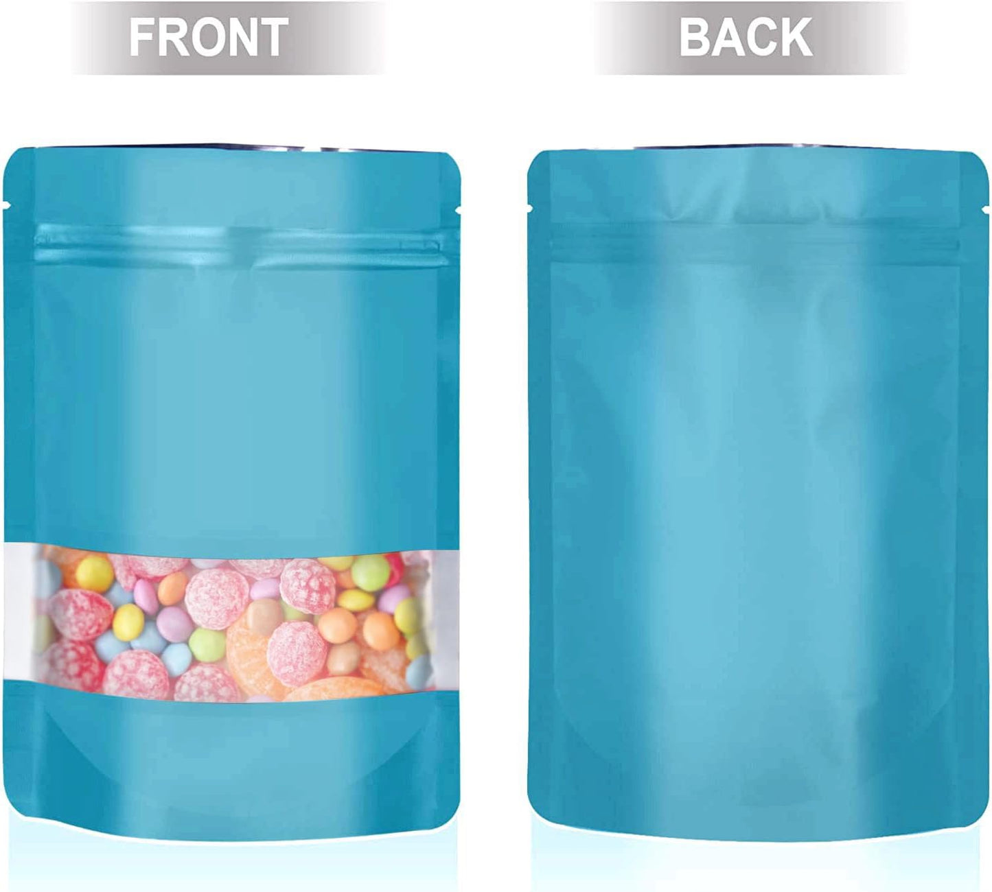 4"x6" 120pcs Mylar Bags for Food Storage,Smell Proof Bag with Matte Window Resealable Food Storage Bags for Small Business, Stand-up Foil Pouch Packaging Freeze Dried Candy Bag(Blue)