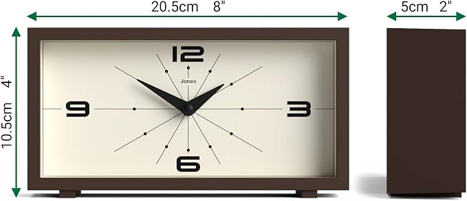 JONES CLOCKS® 'Odeon' Desk Clock | Modern Rectangular Design in Brown, Stylish - Image 4