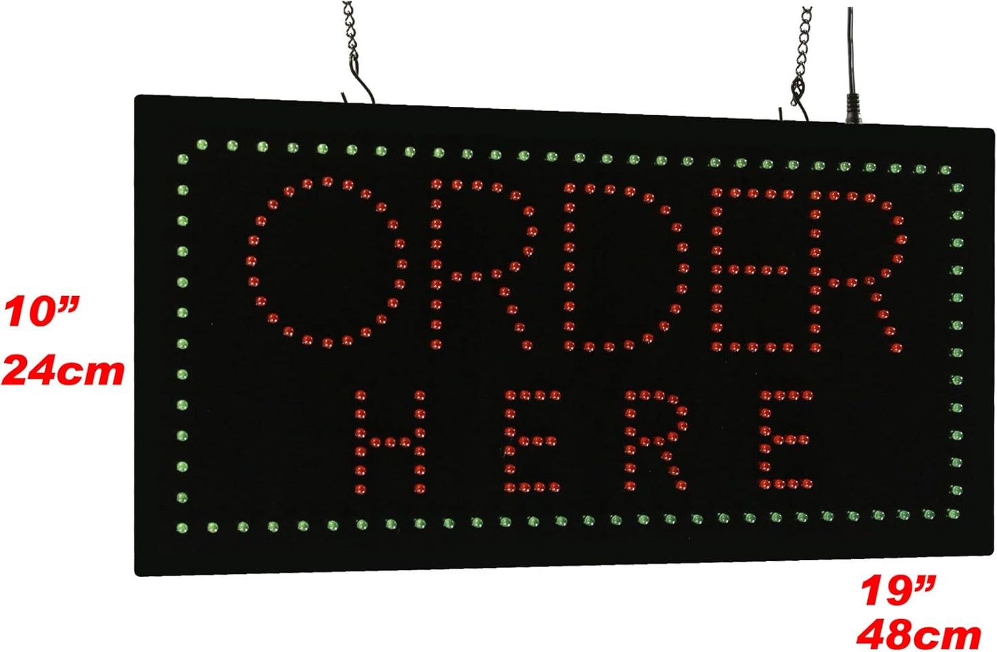Order Here Sign, 19"x10", 48x24cm, TOPKING, LED, Neon, Florescent, Signage, Signboard, Display, Billboard, Screen, Grand Opening, Gift