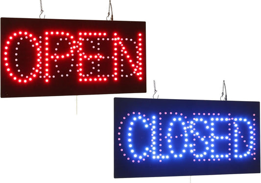 Open Closed Sign, 2 in 1, 24"x12", 60x30cm, TOPKING, LED, Neon, Florescent, Signage, Signboard, Display, Billboard, Screen, Grand Opening, Gift