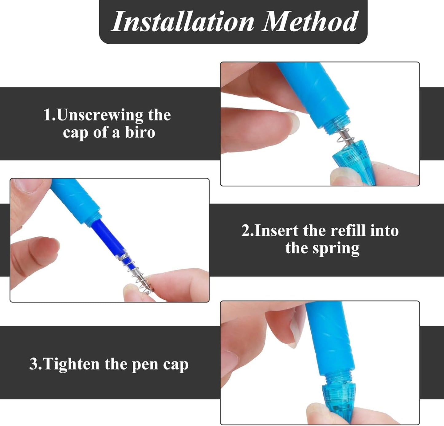 0.7 mm Erasable Gel Ink Pen Refills Compatible with Frixion Friction, Smooth Writing Multicolor Retractable Fine Point Pen Refill for School Office Home Art (Blue & Black, 24)