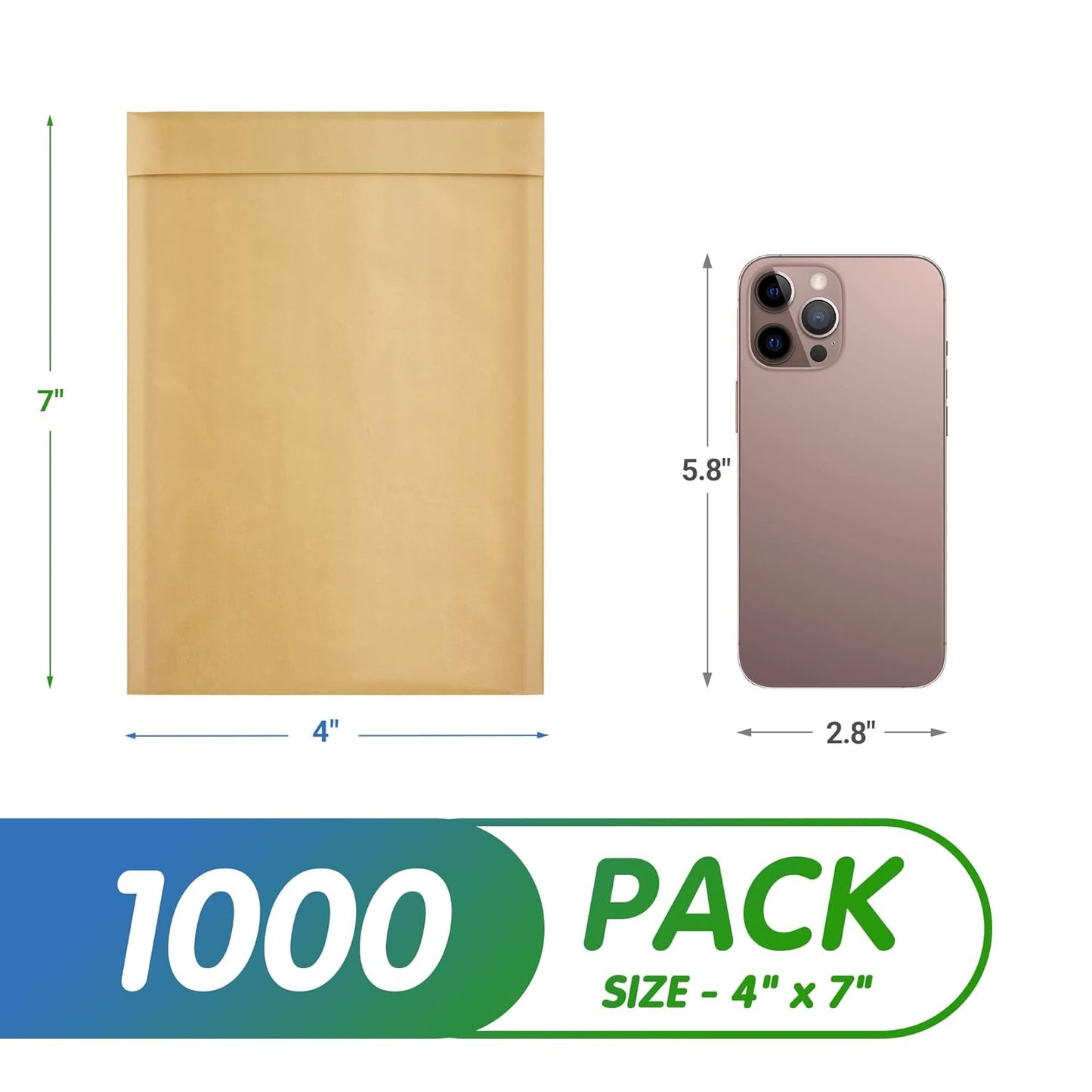 Natural Kraft Bubble Mailer Envelopes, 4 x 7 Inches. 1000 Pack Mail Padded Envelopes Self Seal. Waterproof Kraft Bubble Mailers. Tear-Resistant Mailing Envelope Padded. Sturdy Paper Mailer