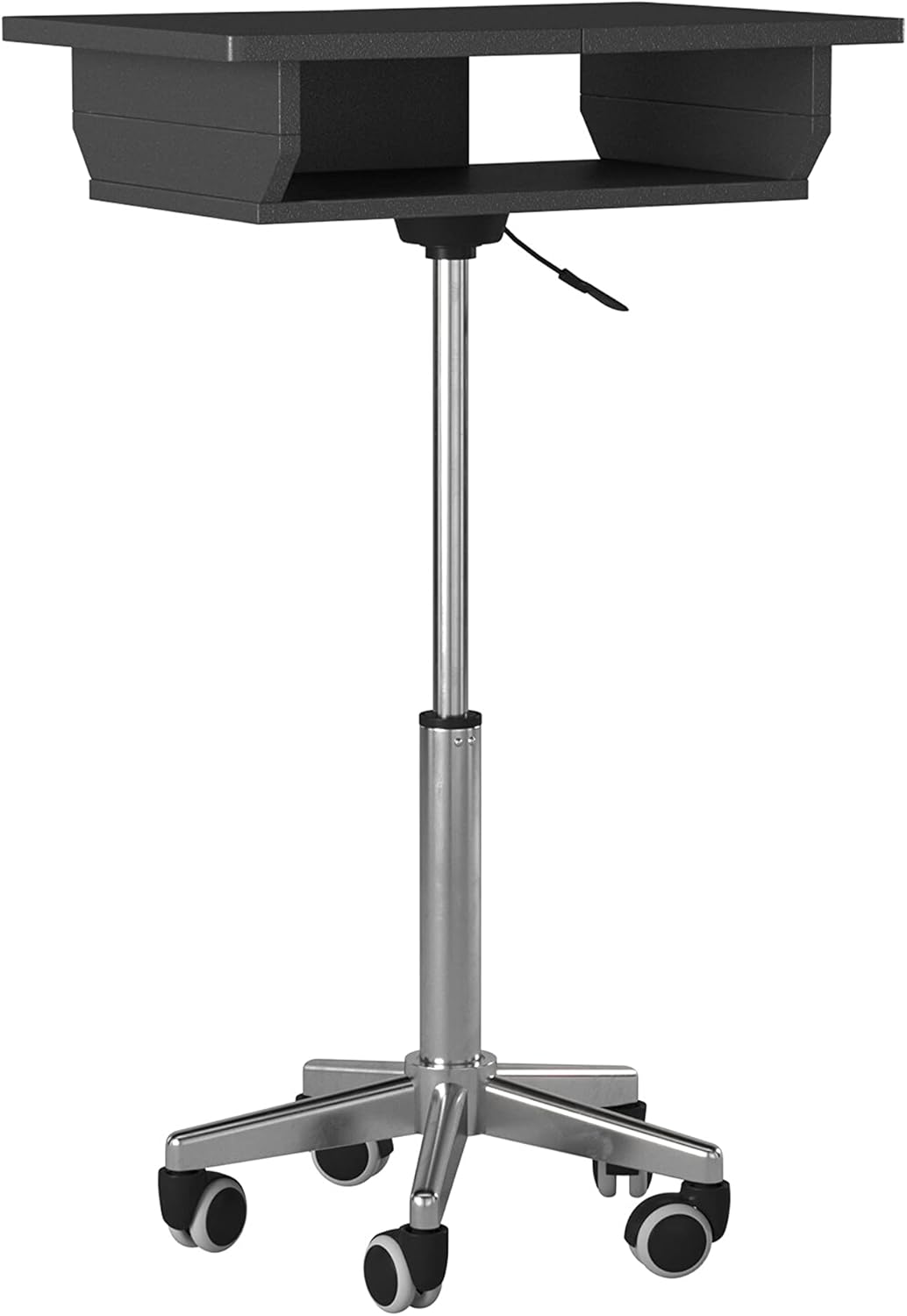 Techni Mobili Rolling Laptop Stand with Extendable Panels, Adjustable Height Customizable Ergonomic Mobile Workstation, Podium, Rolling Laptop Desk or Cart, Graphite