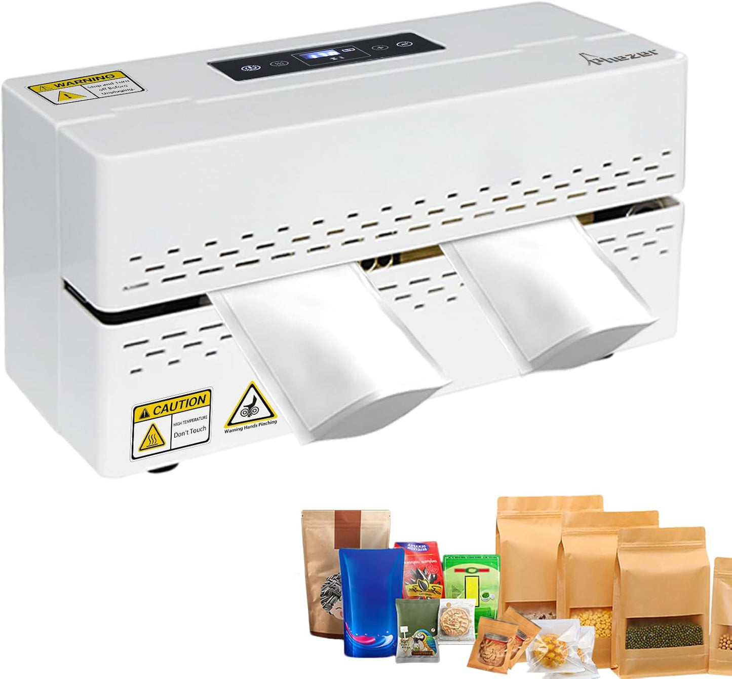 Continuous Heat Sealing Machine, Automatic Plastic Bag Sealer with Digital Temperature Control, Lightweight Bag Band Heat Sealer for Commercial Food Storage, Kitchen, Bakery, Snacks Packaging