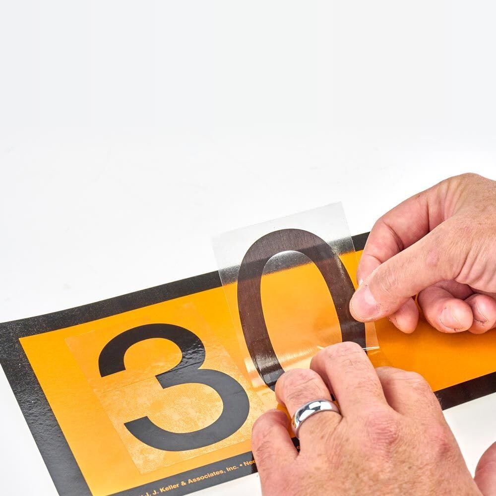 Placard Vinyl Numbering Kit - 3.5" H Permanent Adhesive Clear-Back Vinyl with Black Numbers - 50 Decals of 0-9, 500 Total Per Kit, DOT Compliant, J. J. Keller & Associates, Inc.