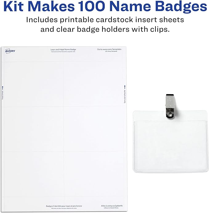 Avery Customizable Name Badges, Clip Style, 100 per Pack, 500 Total - Image 3