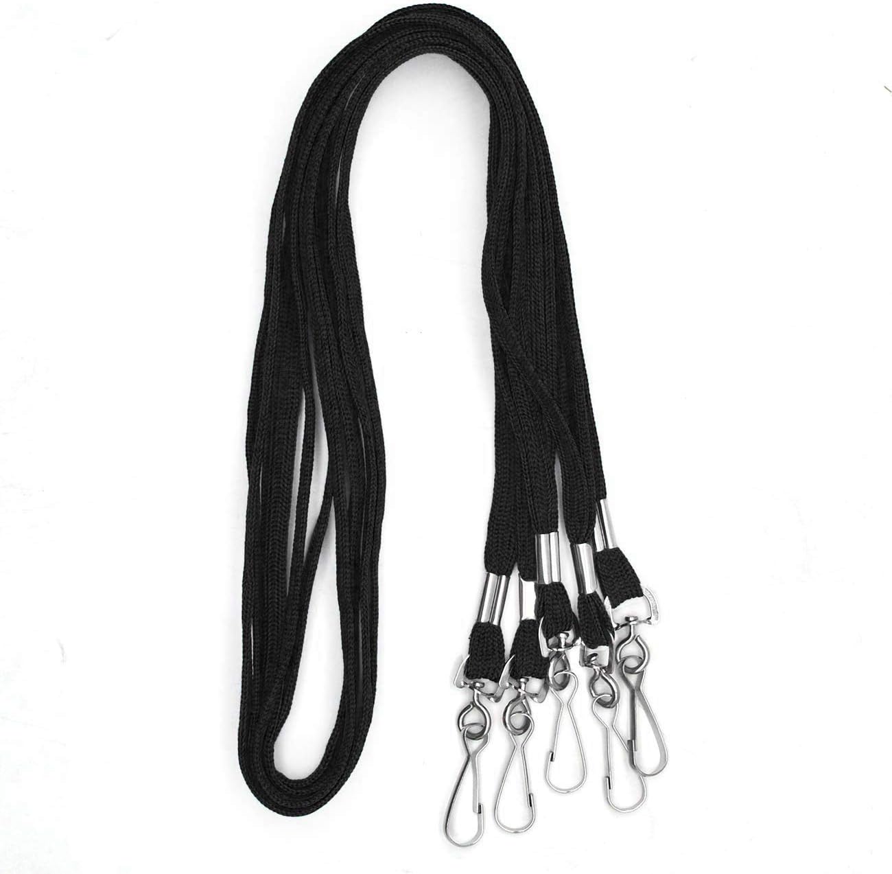 Beebel Lanyards 100 Pack Black Lanyards with Swivel Hook Clips for ID Name Badge Holder
