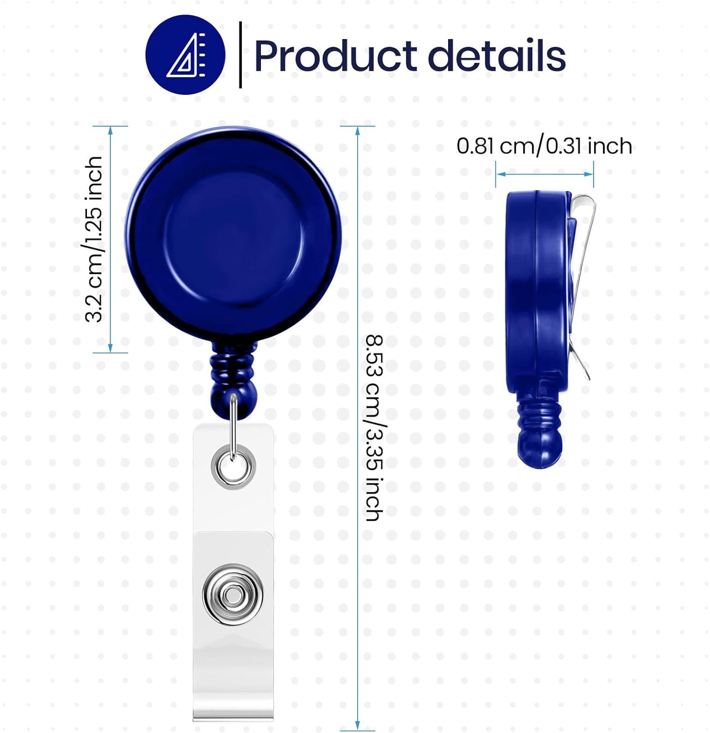 Zonon 100 Pcs Retractable Badge Reel Clip Holder Bulk with Metal Belt Clip Badge ID Card Holder Gifts for Nurses Teachers Students Office Workers School Supplies(Solid Blue)
