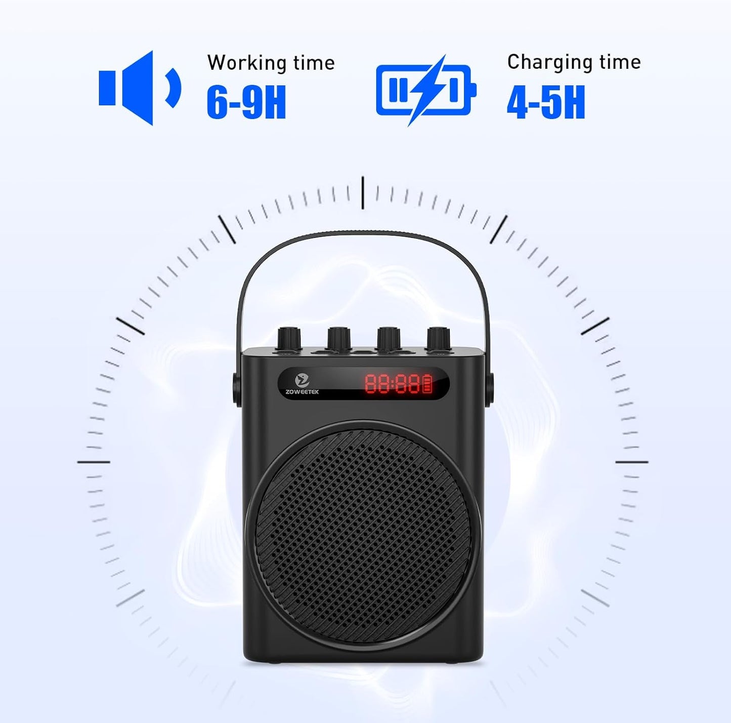 ZOWEETEK Powerful Voice Amplifier with 2 Wireless Microphones Handheld, Portable Speaker with Microphone, Karaoke Machine,Buletooth Speaker PA System,Portable Megaphone,Support TF Card,USB,Guitar,Aux
