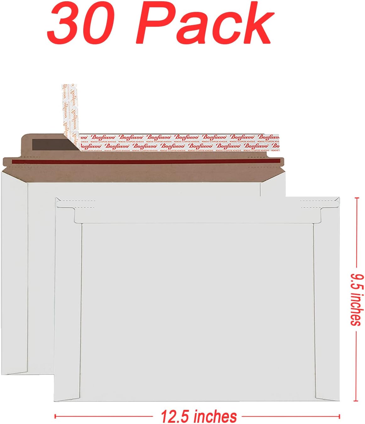 Rigid Mailers 30 Pack 9.5 x 12.5 inches White Self Seal Stay Flat Bulk Cardboard Kraft No Bend Mailers Peel and Seal for Document Photos Pictures Papers Files CD