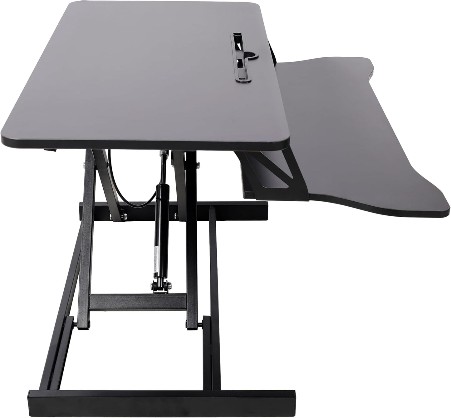 32 Inch Height Adjustable Stand Up Laptop Desk Converter, Heavy Duty Standing Computer Workstation Riser with Removable Keyboard Tray for Home Office Workshop, Spacious Platform for Monitor, Black