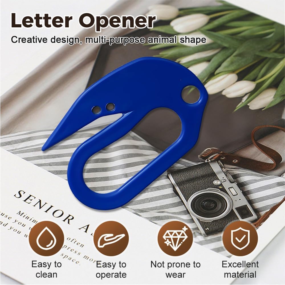 Letter Opener Envelope Slitter, 2025 New Envelope Opener without Damage, Letters Openers for Home, Office, Postal, Women, Men, Office Worker, Graduate, Students (Blue)