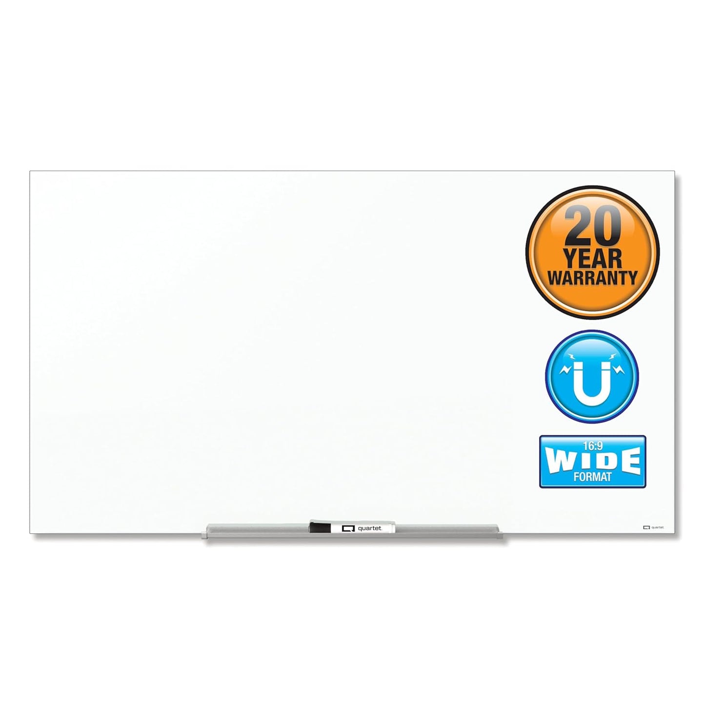 Quartet Glass Whiteboard, Magnetic Dry Erase Board, Wall Mounted Whiteboard for Office, School and Home, 74" x 42", White (G7442IMW)