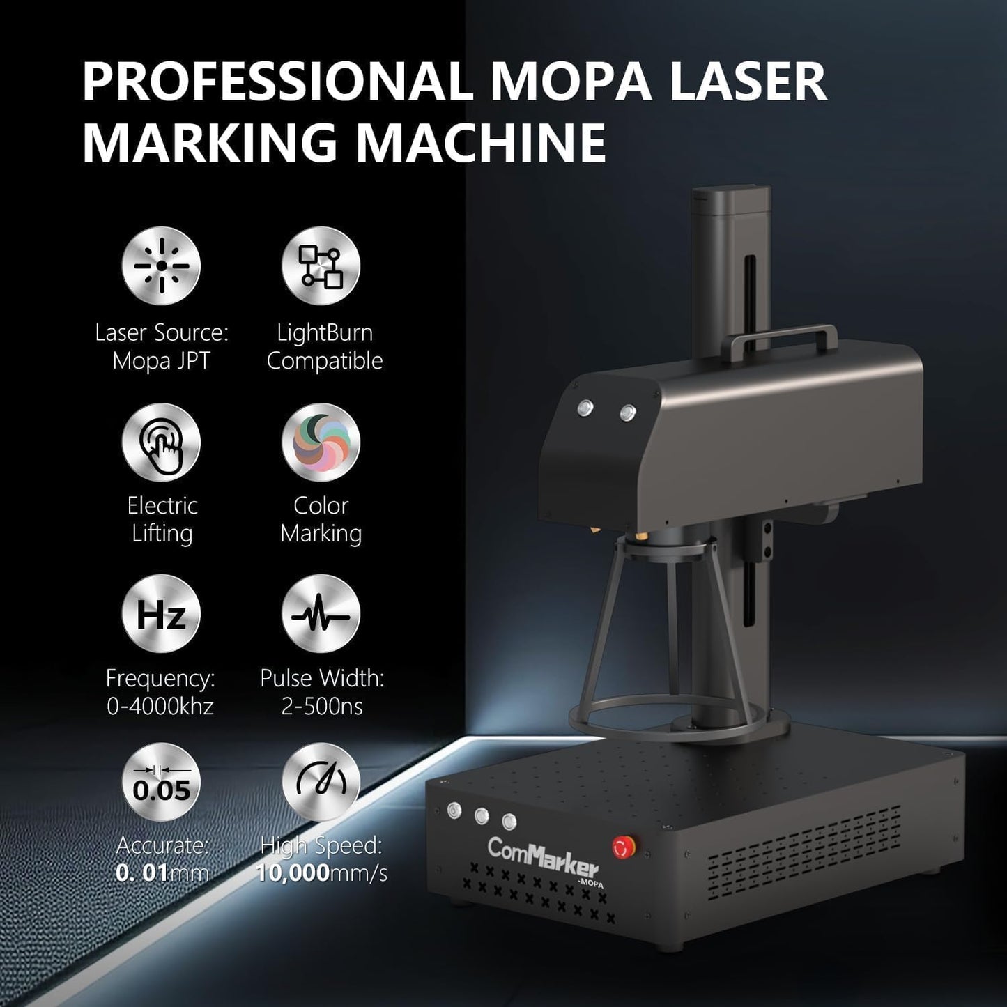 B4 100W JPT Mopa Fiber Laser Engraving Machine with Rotary Axis, Support Lightburn Laser Engraver with 2Lens, 2in1 Desktop Handheld Color Marking Machine for Stainless Steel,Ring,Tumbler