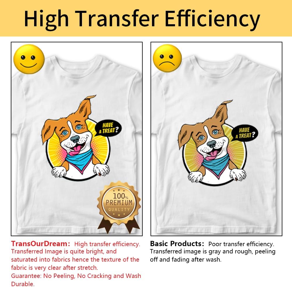 TransOurDream Iron on Heat Transfer Paper for Light Fabric (10 Sheets, 11x17") Iron-on Transfers Paper for Light T-Shirts Printable Heat Transfer Vinyl for Inkjet Printer (L1-1117-10)