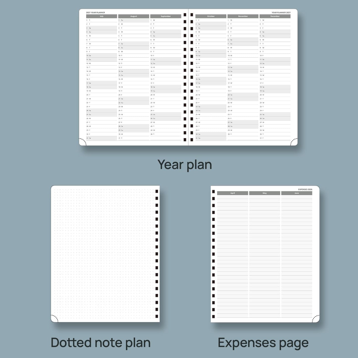 POPRUN 2026 Planner (Large Size 10'' x 8'' Wire-Bound Hard Cover) Daily Weekly and Monthly Calendar - Agenda 2026 (Jan.2026-Dec.2026) with Hourly Schedule, Monthly Tabs - Navy Blue