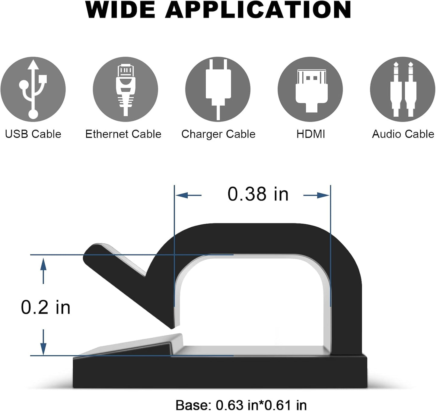 100 PCS Adhesive Cable Clips (Small, White&Black), Upgraded Wall Wire Holder Cord Organizer for Cable Management Under Desk, Light Clips Hooks for LED, Car Dash Cam, USB Cable