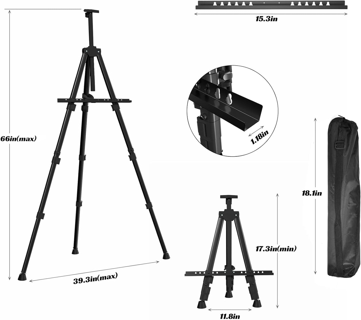 Easels for Painting Canvas, Aredy 66" Art Easel for Drawing, Portable Painting Easel Stand, Metal Table Top Easel (4 Pack)