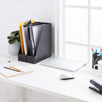 Amazon Basics Plastic Desk Organizer Magazine Rack and File Holder - Image 2