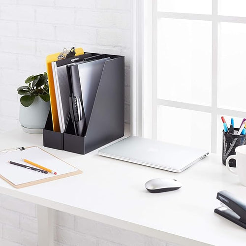 Amazon Basics Plastic Desk Organizer Magazine Rack and File Holder - Image 2