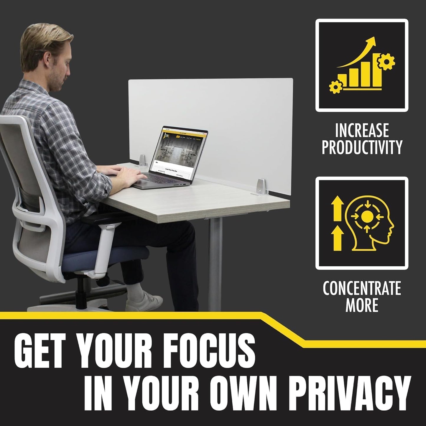 OBEX Frosted Acrylic Desk Mounted Privacy Panel, 12" x 60", Frosted