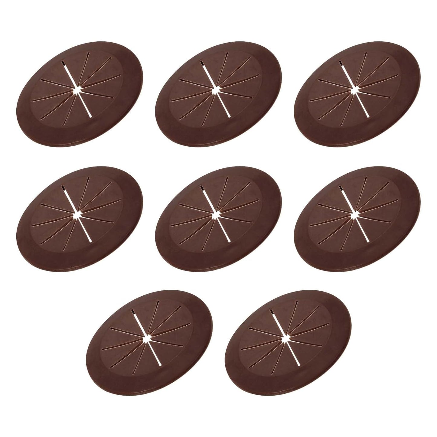 PATIKIL Desk Grommet 2-1/16", 8 Pcs Round Cable Grommet Cord Hole Cover with Adhesive Tape Flexible Table Wire Organizer for Office Home Table Countertop, Deep Brown