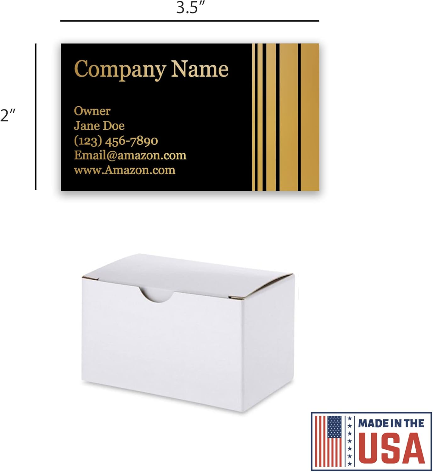Personalized Gold Foil Black Business Cards 100 Pack - 3.5" x 2" Cards - 14 PT Thick Sturdy Cards - Unique Shiny Gold Foil - Made in the U.S.A. (Gold Ascending Lines)