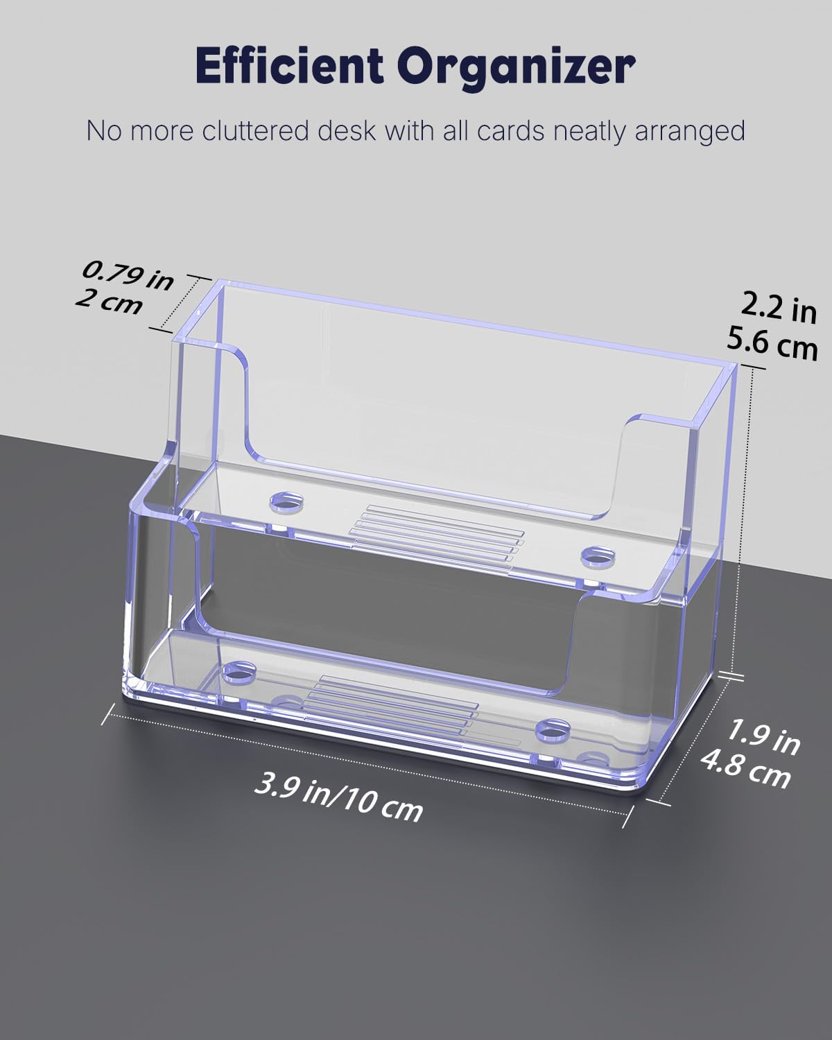 Uniclife 4 Pack Acrylic Business Card Holder for Desk 2 Slots Clear Business Card Display Stand for Men & Women Desktop Business Card Organizer Card Stand for Office Home Exhibition, 120 Card Capacity