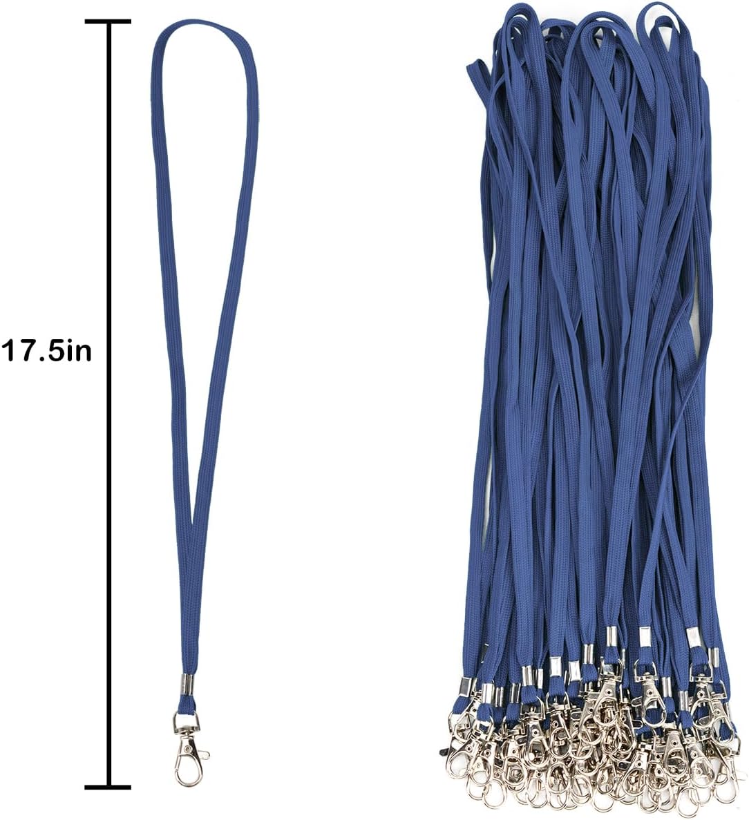 Navy Blue Lanyards 50 Pcs Bulk Lanyard for Id Badges Flat Lanyard with Badge Clip Swivel Hook (50, Navy Blue)
