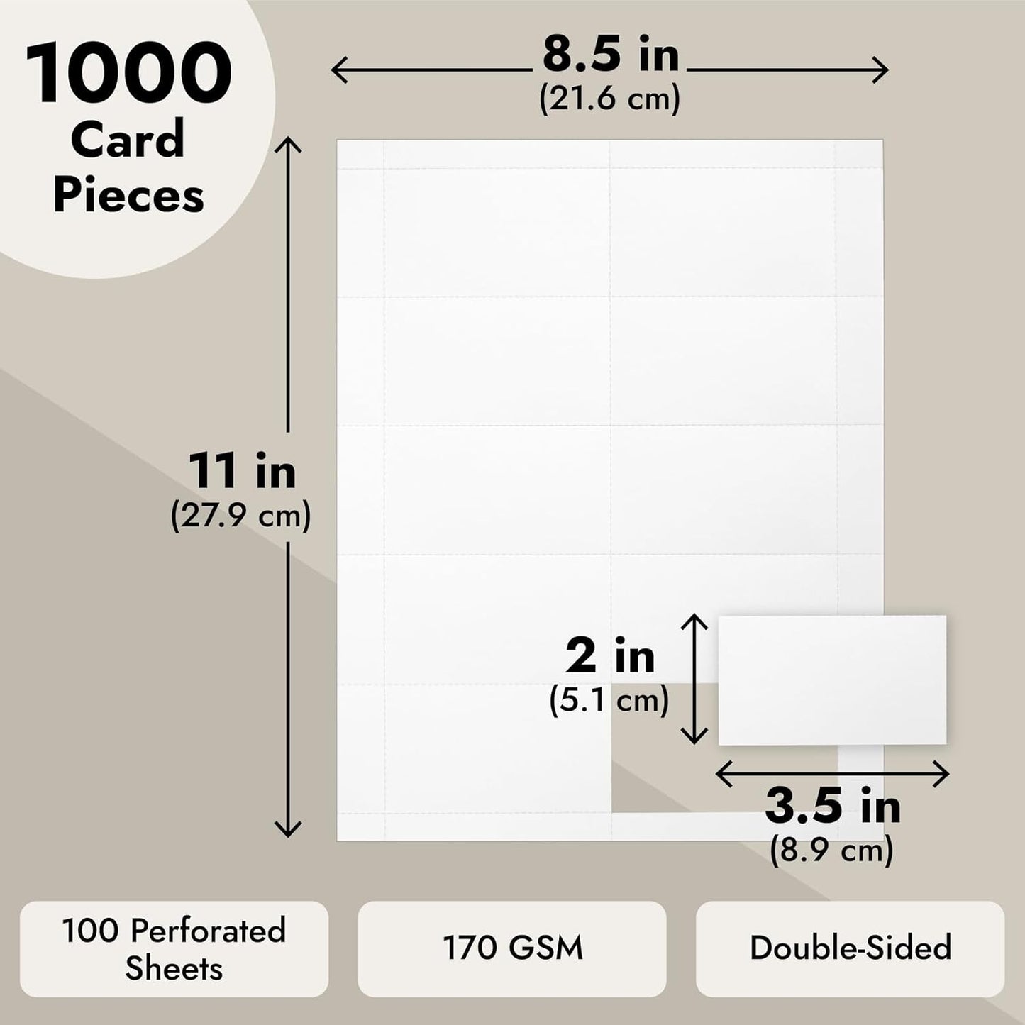 Best Paper Greetings Blank Business Card Paper Sheets - 3.5 x 2 In, White, 100 Sheets (1000 Perforated Blanks) - Printable & Perforated Business Card Stock Paper