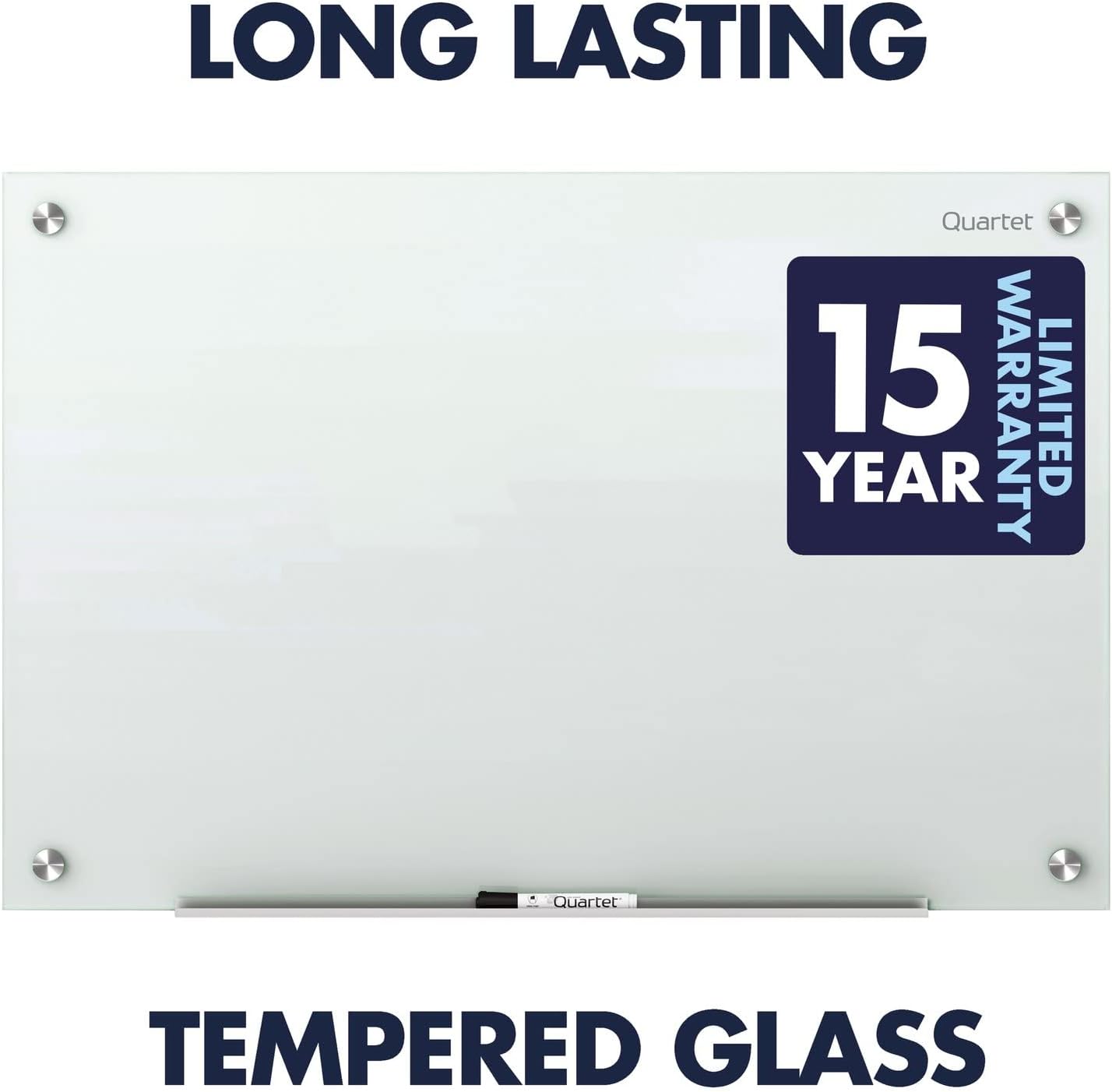 Quartet Magnetic Glass Dry Erase White Board, 36''W x 24''H Whiteboard, Infinity Frameless Mounting, White Surface (G3624W)