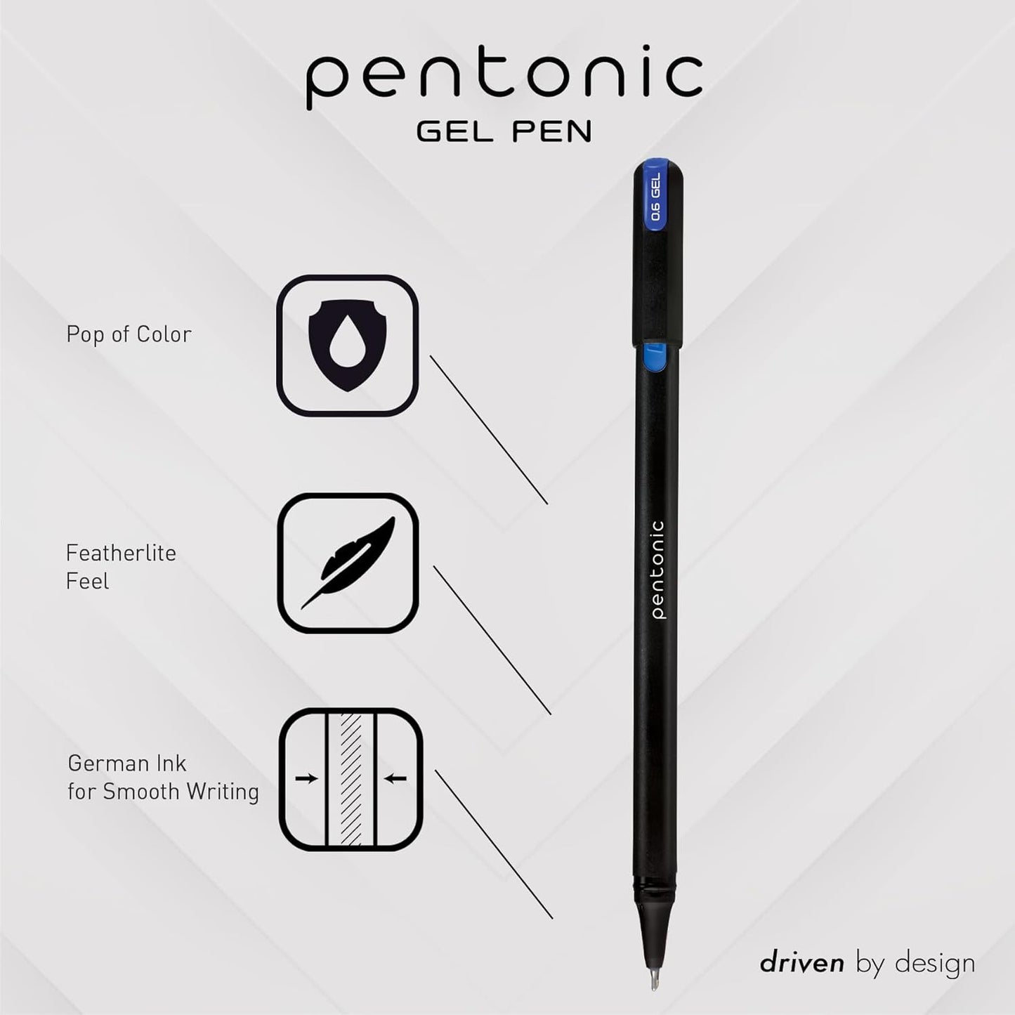 Pentonic Gel Pens, 36 Count, Assorted Colored Ink (12 Colors, 3 Of Each Color), Medium & Fine Point, Smooth Writing For Journaling (1002357)
