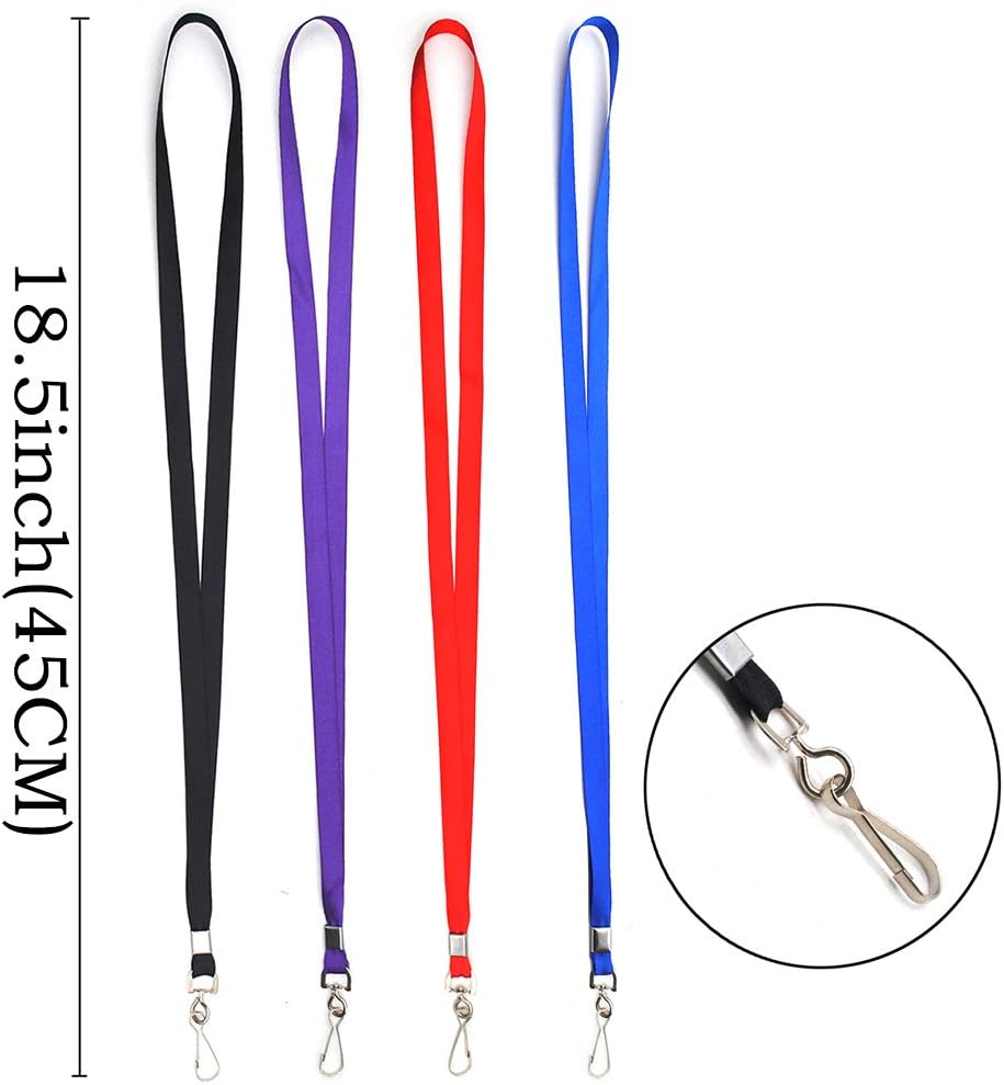 Beebel Blue Lanyard Bulk Lanyards for Id Badges Flat Lanyard with Badge Clip Swivel Hook 50 Pack