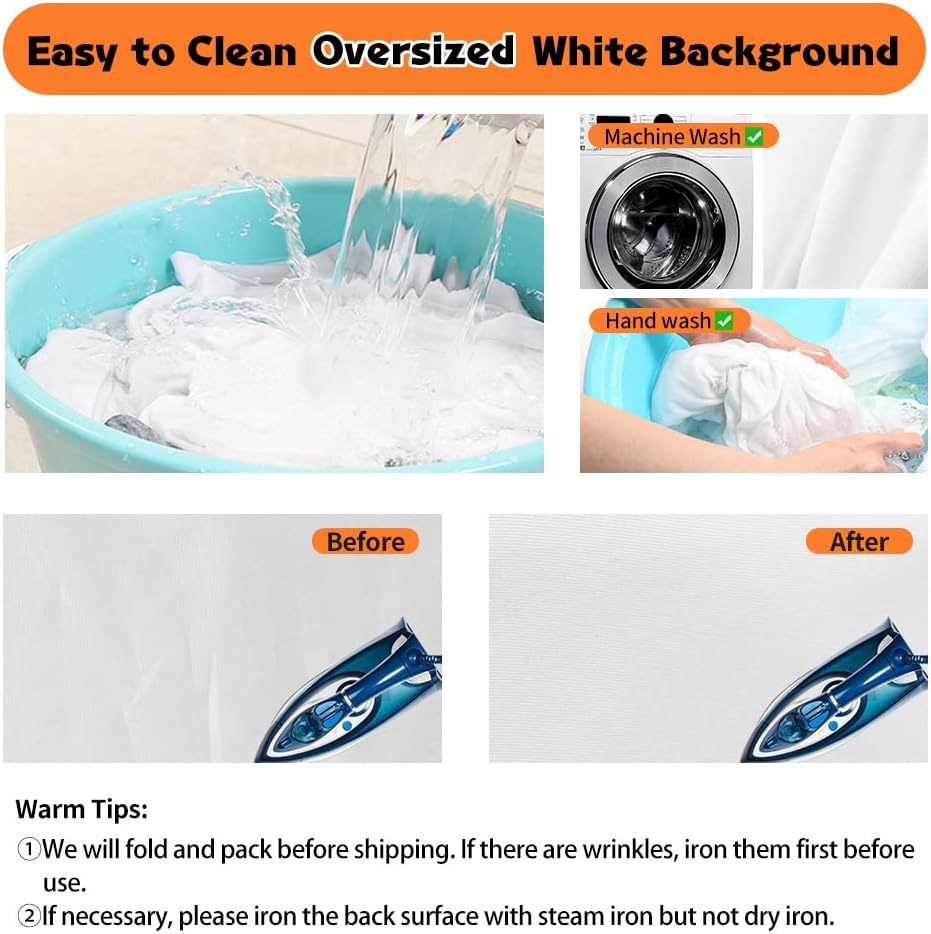 White Backdrop for Photoshoot, 10x20 ft Large Photo Backdrop Curtain for Photography, Seamless Polyester Fabric Background Screen for Party, Video Studio